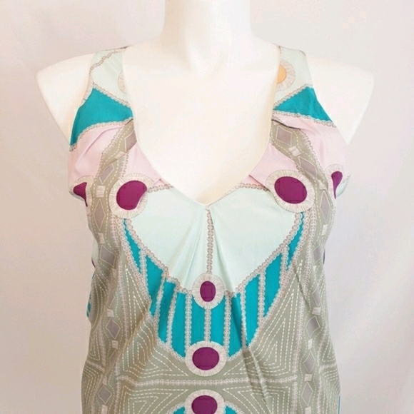 *Last Chance* Mara Hoffman Sleeveless Silk Dress Geometric Retro Large - Picture 2 of 12